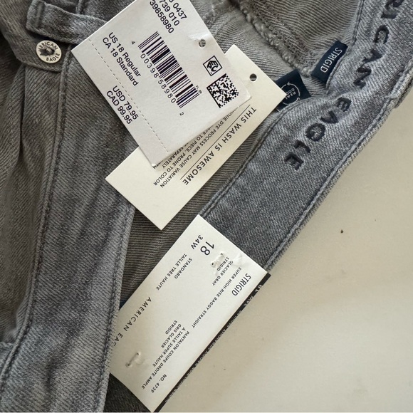 NWT American Eagle strigid super high rise baggy straight gray jeans size 18 - Picture 5 of 6